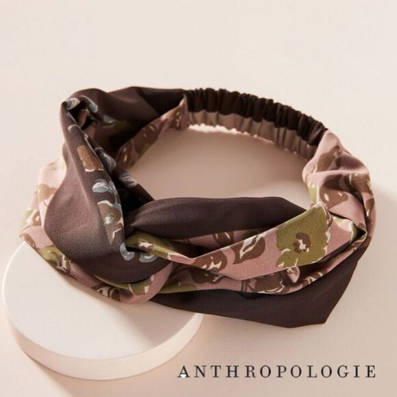 Anthropologie Top Knot Sateen Floral Print Headband - Picture 1 of 5